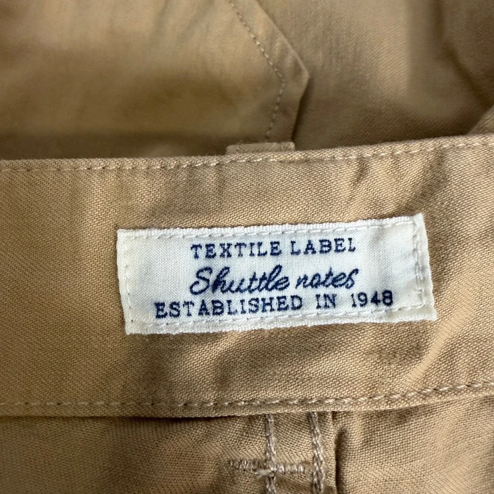 Shuttle Notes Tan Khaki Chino Shorts Utility Minimalist 36
